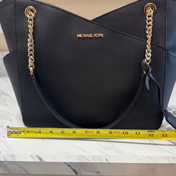 Michael Kors Black and Gold Tote with Chain Accents - Picture 10 of 11